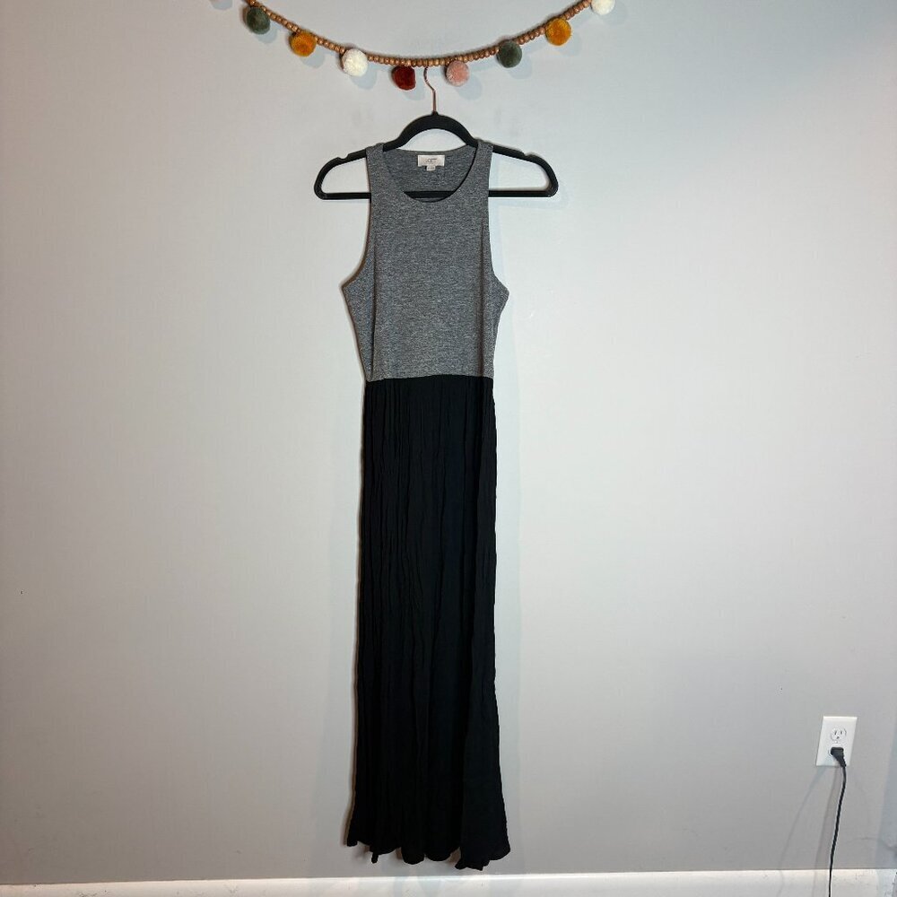 Loft mixed media colorblock grey and black maxi dress